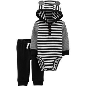 Carter’s 2-Piece Striped Hooded Bodysuit Pant Set, Size 9 Months